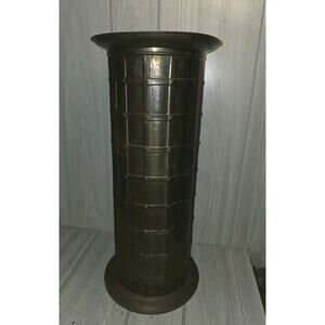 Vtg Lattice Embossed Brass Umbrella Cane Stand Made In England Victorian Read
